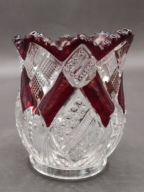 EAPG Early American Pressed Glass McKee Eureka Ruby Stain Glass Toothpick Holder